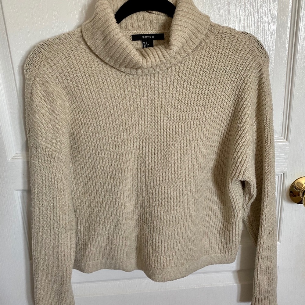 Cropped beige turtleneck